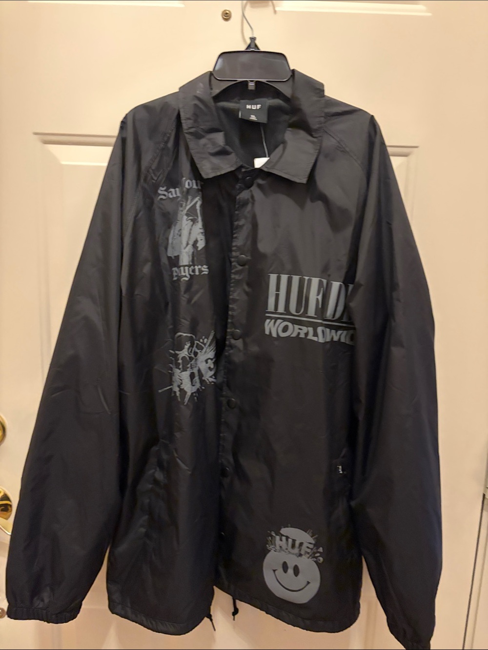 HUF Black Graphic Windbreaker Coach Jacket